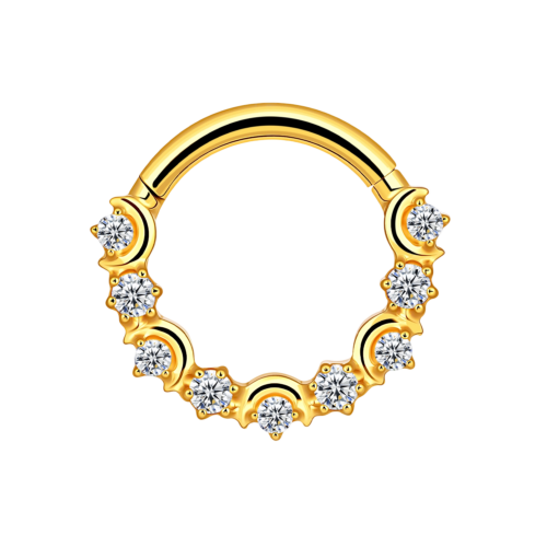 Halo Bloom Clicker Ring with Graduated Round CZ Accents