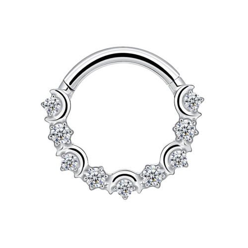 Halo Bloom Clicker Ring with Graduated Round CZ Accents