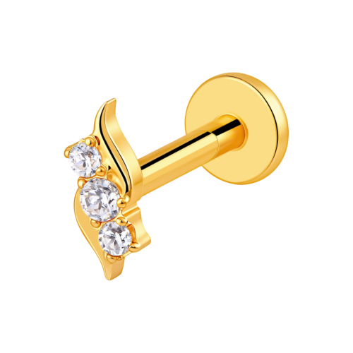 Riverlight Labret Stud with Flowing Frame and Triple CZ Detail