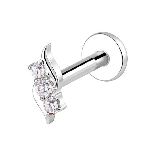 Riverlight Labret Stud with Flowing Frame and Triple CZ Detail