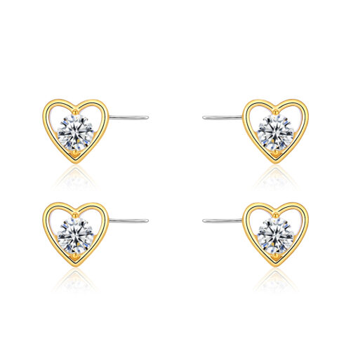 PVD Gold Titanium Heart Nipple Barbell with CZ – Threadless Piercing Jewelry